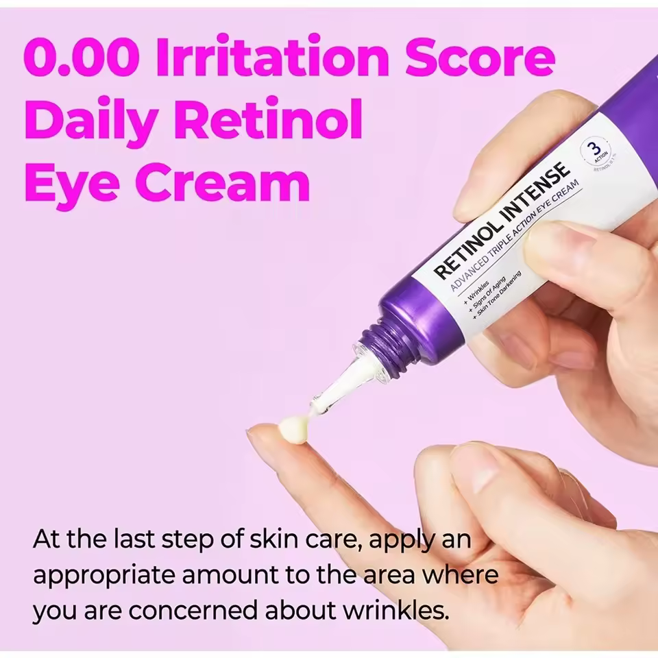 Some By Mi Retinol Intense Advance Triple Action Eye Cream with Niacinamide & Centella. Removes Dark Circles, Eye Wrinkles, Fine Lines, Prevent Pigmentations, Eye Spots, Firms, Smooths & Elasticity