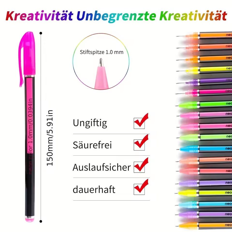 12-48 Colors Highlighter Set Fine Point Marker Pen Art Stationery Supplies for Doodling Scrapbooking Drawing Writing Sketching