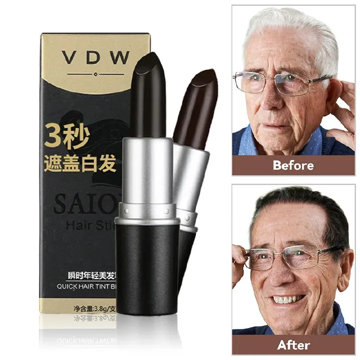 1pcs Hair Color Pen New Fast Temporary Hair Dye To Cover White,Black Brown One-Time Hair Dye Instant Gray Root Coverage Hair Color Modify Cream Stick Temporary Cover Up White Hair Colour Dye