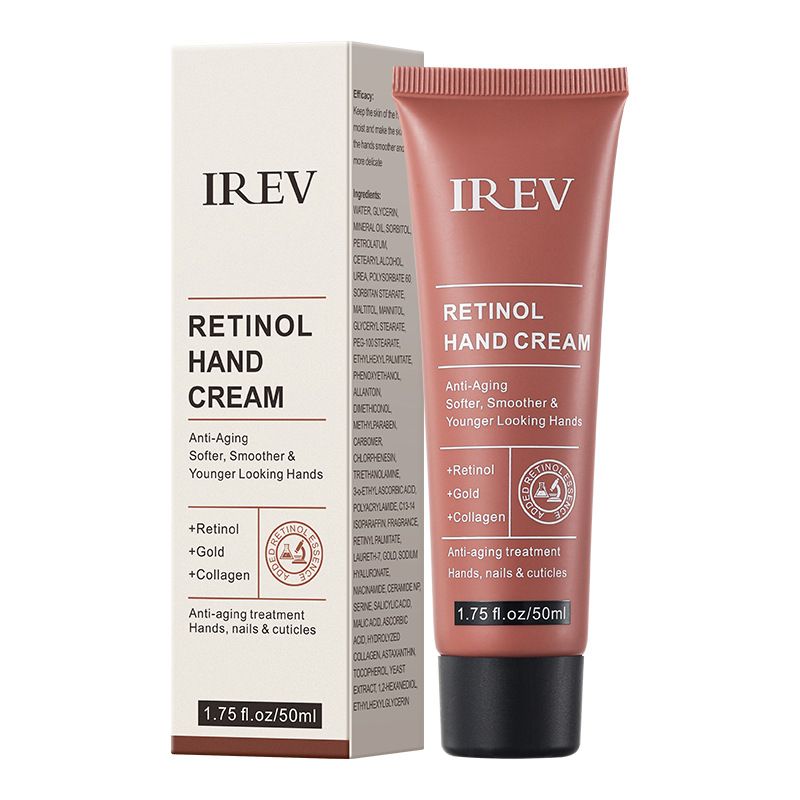 IREV Retinol Hand Cream - with Retinol Gold Collagen - Antiaging Hand Treatment Cream Softens Smoothes Protects Hands Nails Cuticles - For Younger Looking Hands Vitamin A Minimises Age Effect on Skin