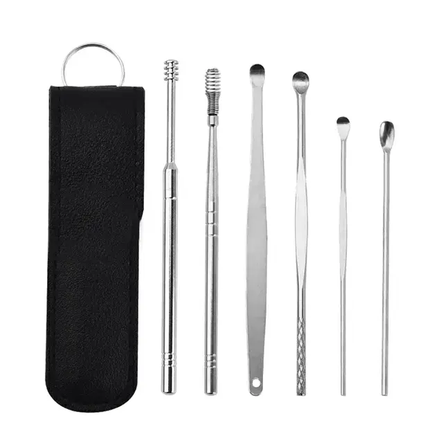 6Pcs Ear-digging artifact stainless steel ear-digging spoon ear-picking tool ear-digging spoon-digging ear cleaner earpick,Ear Cleaning Tool Stainless Steel Ear Pick Kit &1Pc Storage Bag Earwax Remove