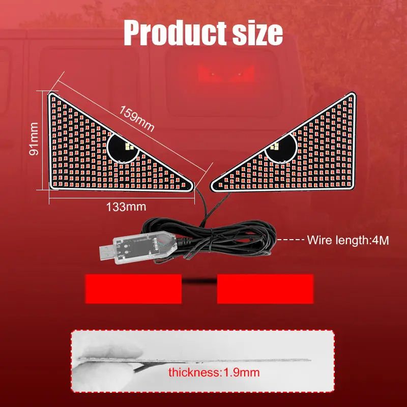 Truck Devil's Eye Light,Car Back Window expression lights LED Strips Light Panel Car Windshield Display Devil's Eye Decorative Lamps USB Plug Lighting