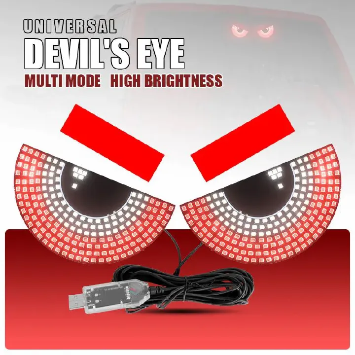Truck Devil's Eye Light,Car Back Window expression lights LED Strips Light Panel Car Windshield Display Devil's Eye Decorative Lamps USB Plug Lighting