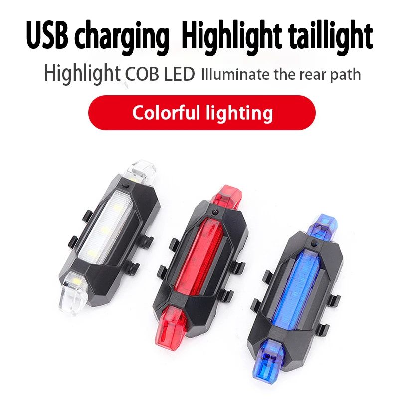 Bicycle Taillight USB Rechargeable MTB Road Mountain Bike Safety Warning Tail Light LED Bike Flashing Rear Lamp for Night Riding