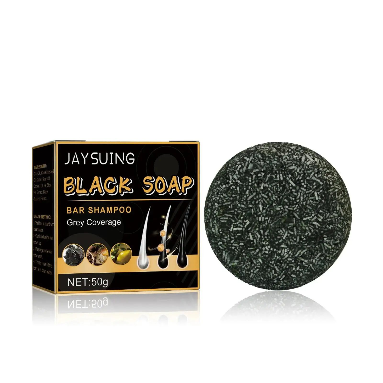 White Hair Darkening Shampoo Soap Restore Gray Beard and Hair ,Natural Black Shampoo Soap Fast Repair Gray White Color Treatment Prevent Dye Damaged Anti Loss Hair Fixing Care Men Women 50g