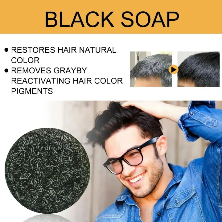 White Hair Darkening Shampoo Soap Restore Gray Beard and Hair ,Natural Black Shampoo Soap Fast Repair Gray White Color Treatment Prevent Dye Damaged Anti Loss Hair Fixing Care Men Women 50g