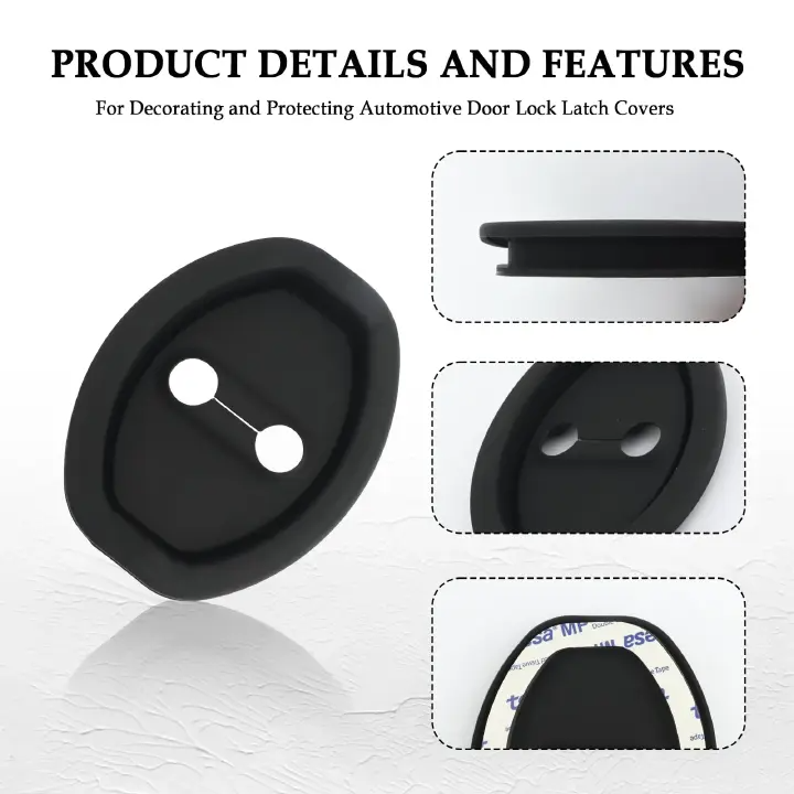4PCS Car door lock protection pad, door shock absorption cushion pad,Upgrade Car Door Closing Shockproof Silicone Cushion Mute Shock Absorber Protective Covers Car Door Latch Accessories