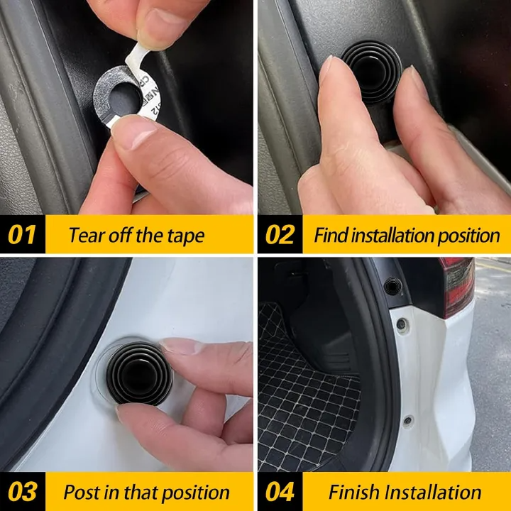 12Pcs Car Door Shockproof Pad Silent Gasket Shock-absorbing Stickers Car Trunk Sound Insulation Pad Thickening Cushion Stickers