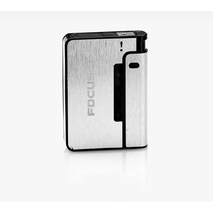 Hot sales -Automatic cigarette case Metal Cigarette Boxes 10pcs Cigarette Holder Case Lighter Gadget For Men Gift,Portable automatic cigarette box Metal cigarette holder for men's father's gift