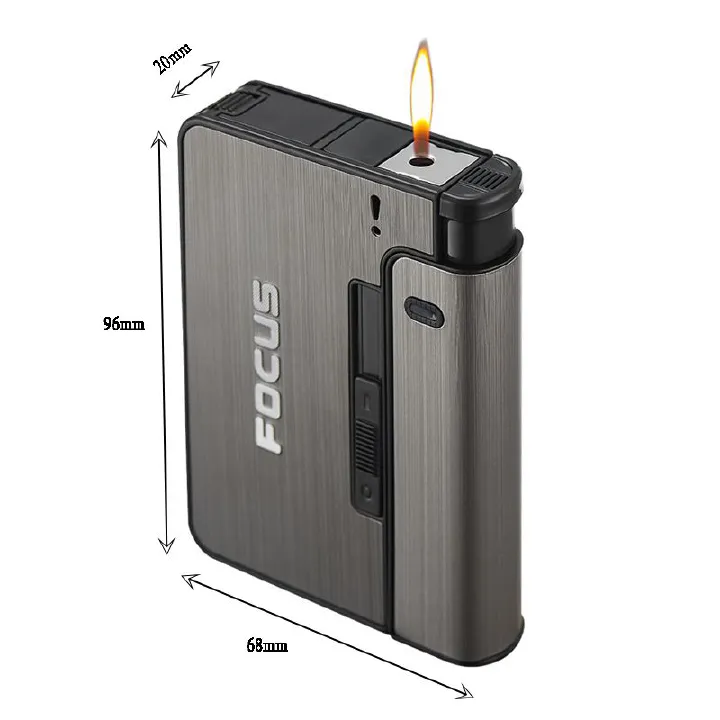Hot sales -Automatic cigarette case Metal Cigarette Boxes 10pcs Cigarette Holder Case Lighter Gadget For Men Gift,Portable automatic cigarette box Metal cigarette holder for men's father's gift