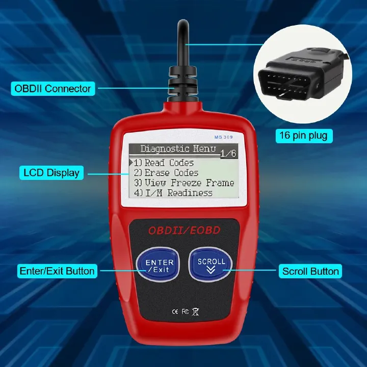 Code Reader YM519 MS309 OBD2 Code Reader Fault Code Scanner Multi-language Car Diagnostic Tools Engine System Battery Tester