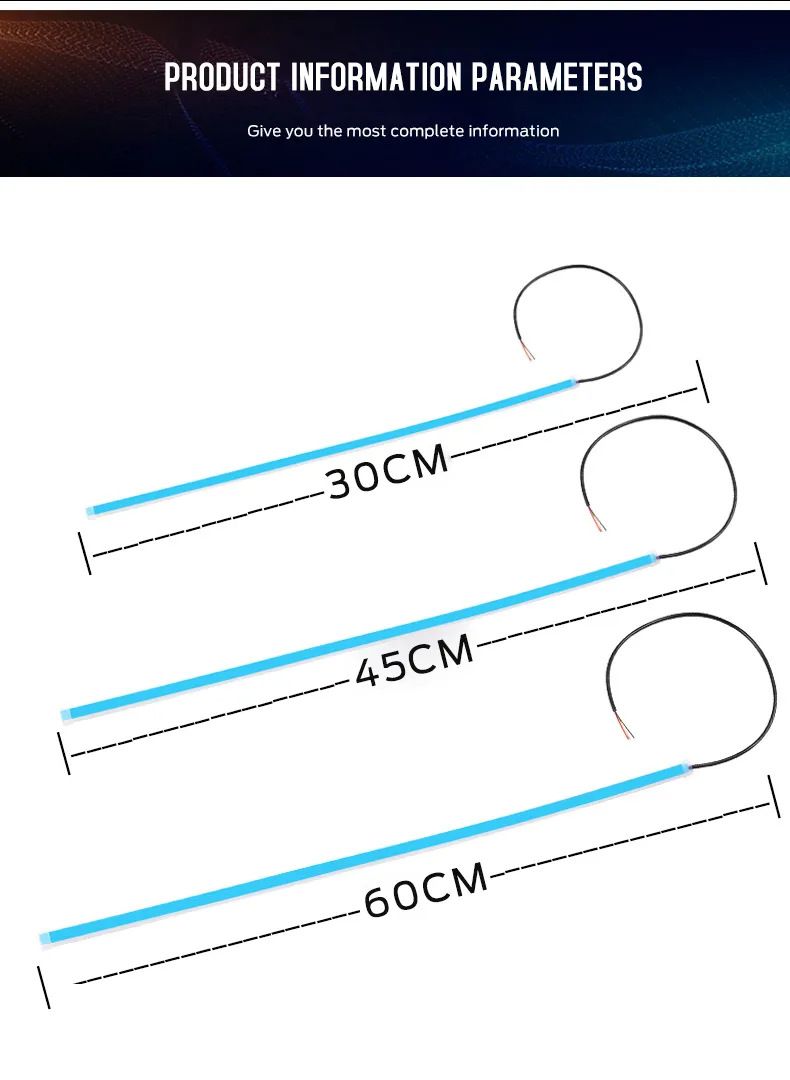 1 pcs 30cm LED DRL Car Daytime Running Light Flexible Waterproof Strip Auto Headlights White Turn Signal Yellow Brake Flow Lights 12V