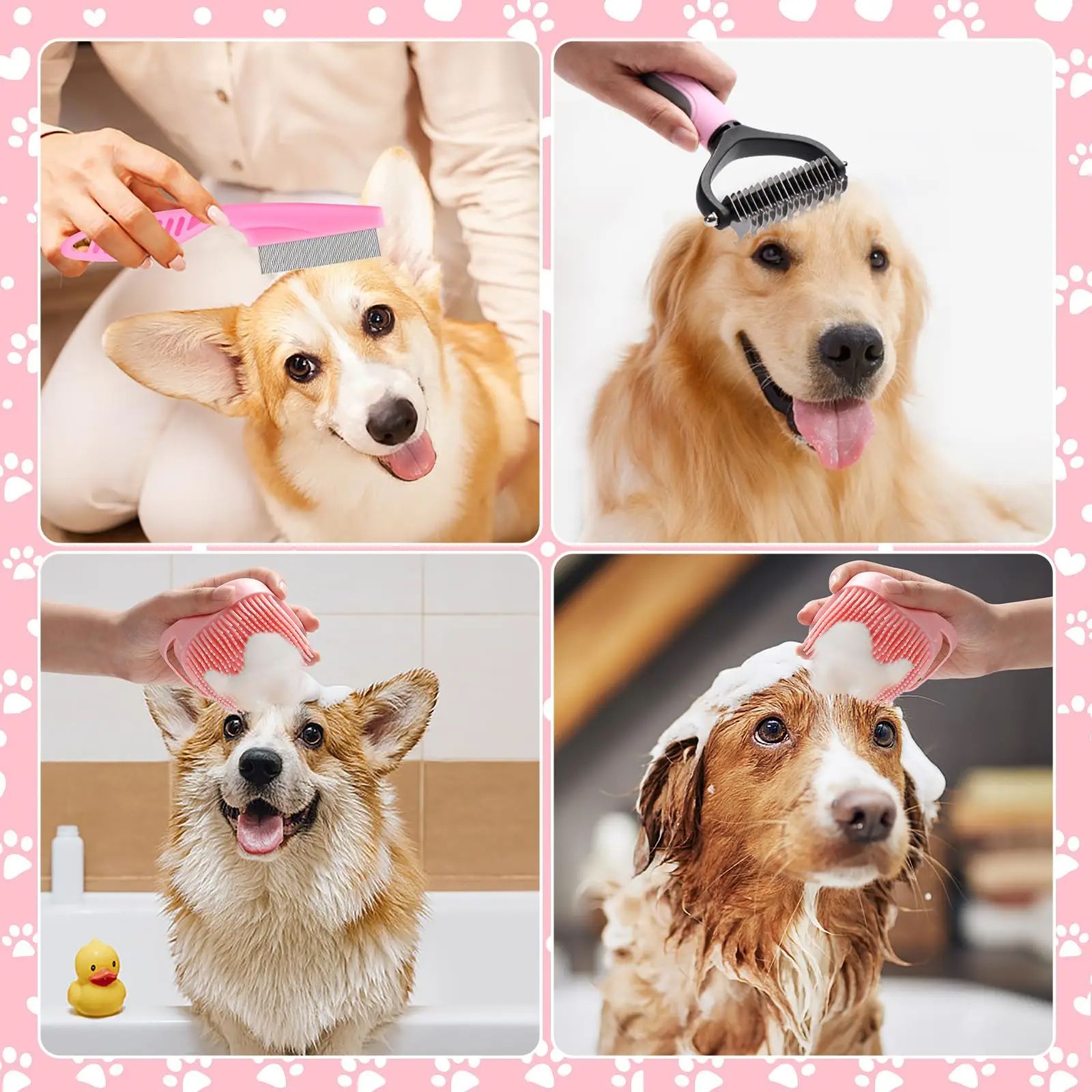 8pcs Dog Brush Grooming Set Pet Cleaning Set Pet Nail Clippers & Files Pet Shampoo Brushes Hair Removal Brushes Toothbrush