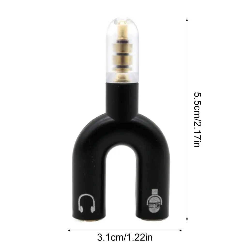 3.5 MM Headphone Plug Audio Cables Splitter Microphone 2 in 1 U Type Adapter Connector For Smartphone MP3 MP4 Player Sharing