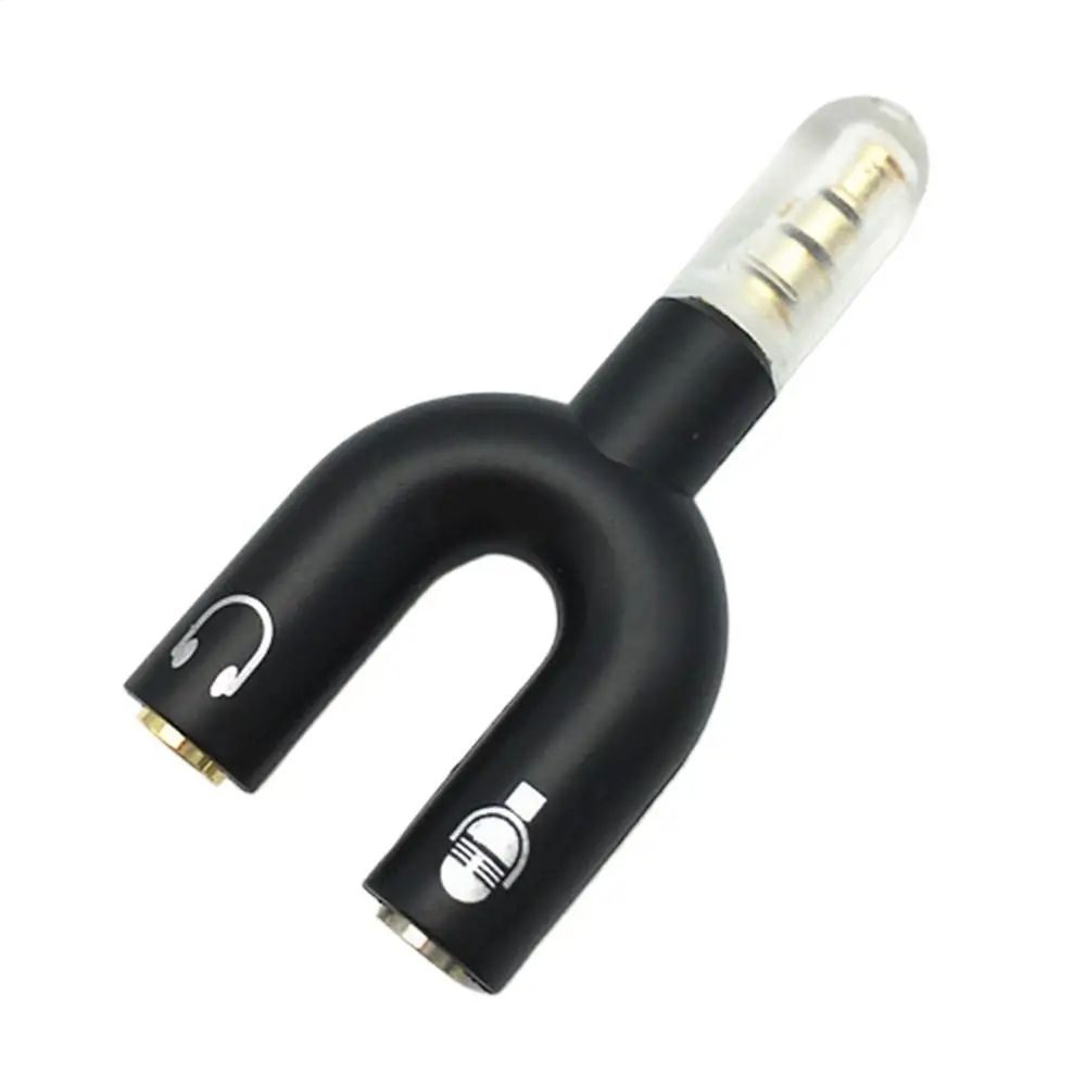 3.5 MM Headphone Plug Audio Cables Splitter Microphone 2 in 1 U Type Adapter Connector For Smartphone MP3 MP4 Player Sharing