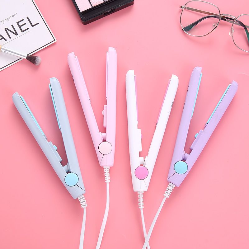 Mini Hair Straightener Clipboard Small Power Plug Curling Hair Straight Hair Girls Air Bangs Portable Hair Straightener