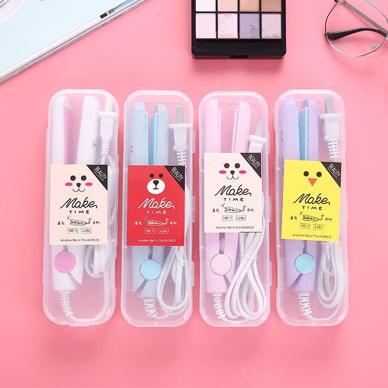 Mini Hair Straightener Clipboard Small Power Plug Curling Hair Straight Hair Girls Air Bangs Portable Hair Straightener