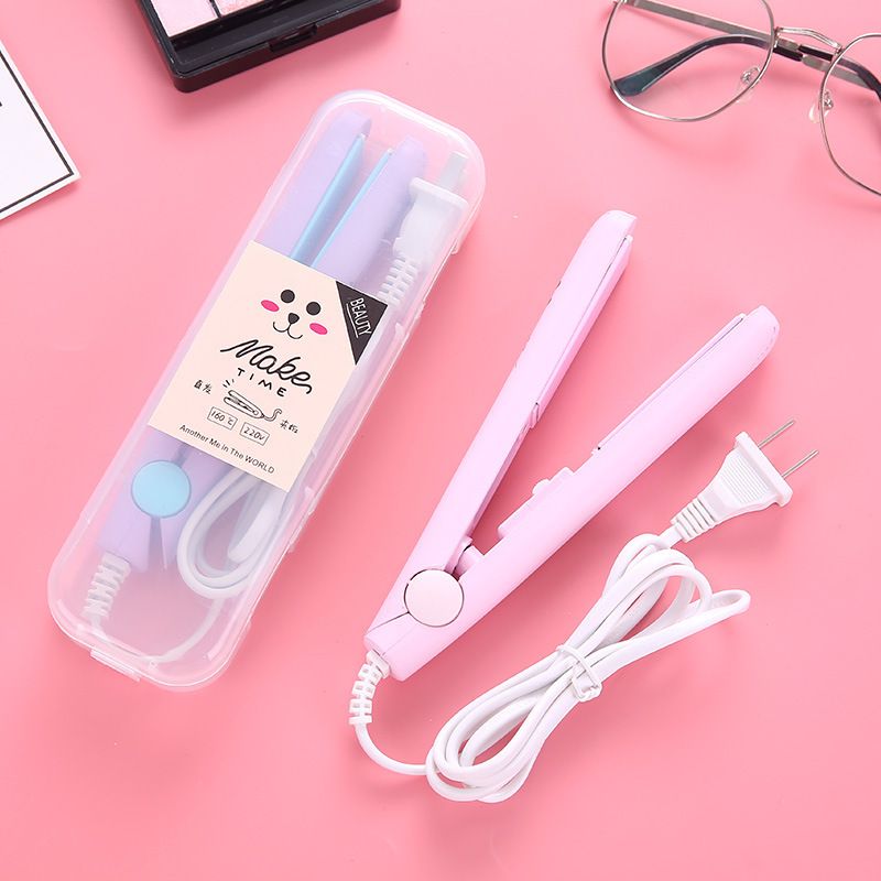 Mini Hair Straightener Clipboard Small Power Plug Curling Hair Straight Hair Girls Air Bangs Portable Hair Straightener
