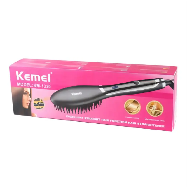 KM-1320 Hair Straightener Comb Hairdressing Salon Wave Curler Straight Curling Dual-purpose LED Display Hair Dryer Electric Hair Comb