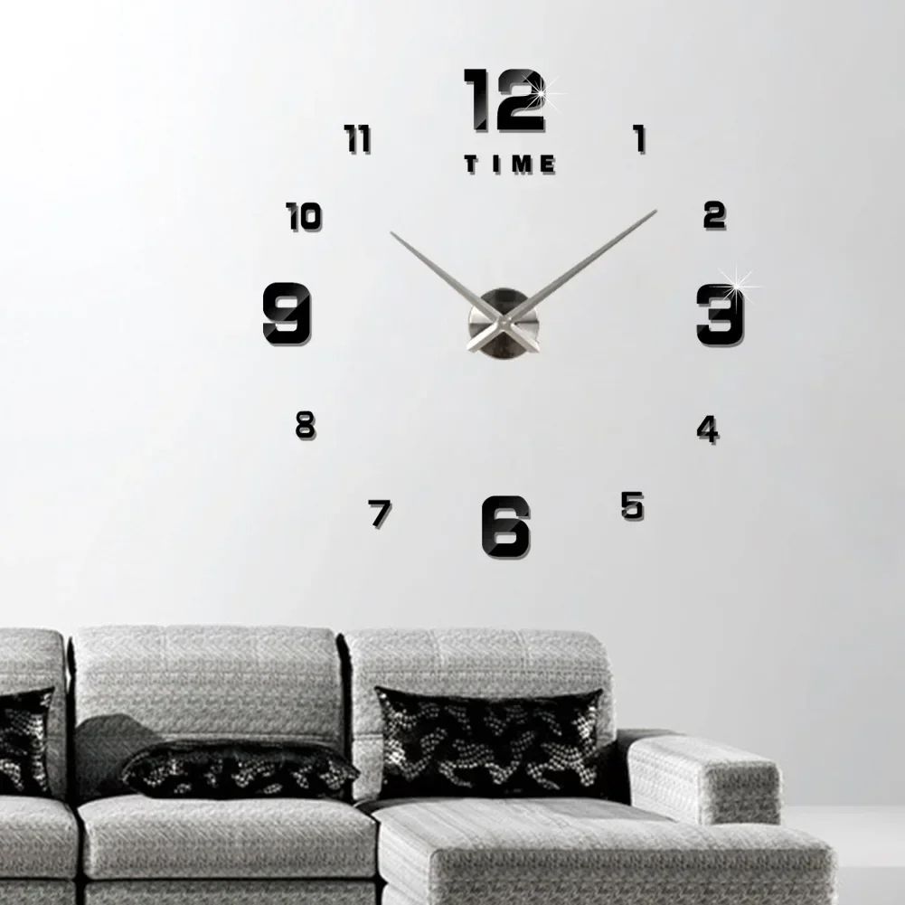 Wall Clock Frameless Digital Wall Clocks DIY Acrylic Wall Stickers Quartz Silent Clock for Home Office Wall Decor Horloge Murale