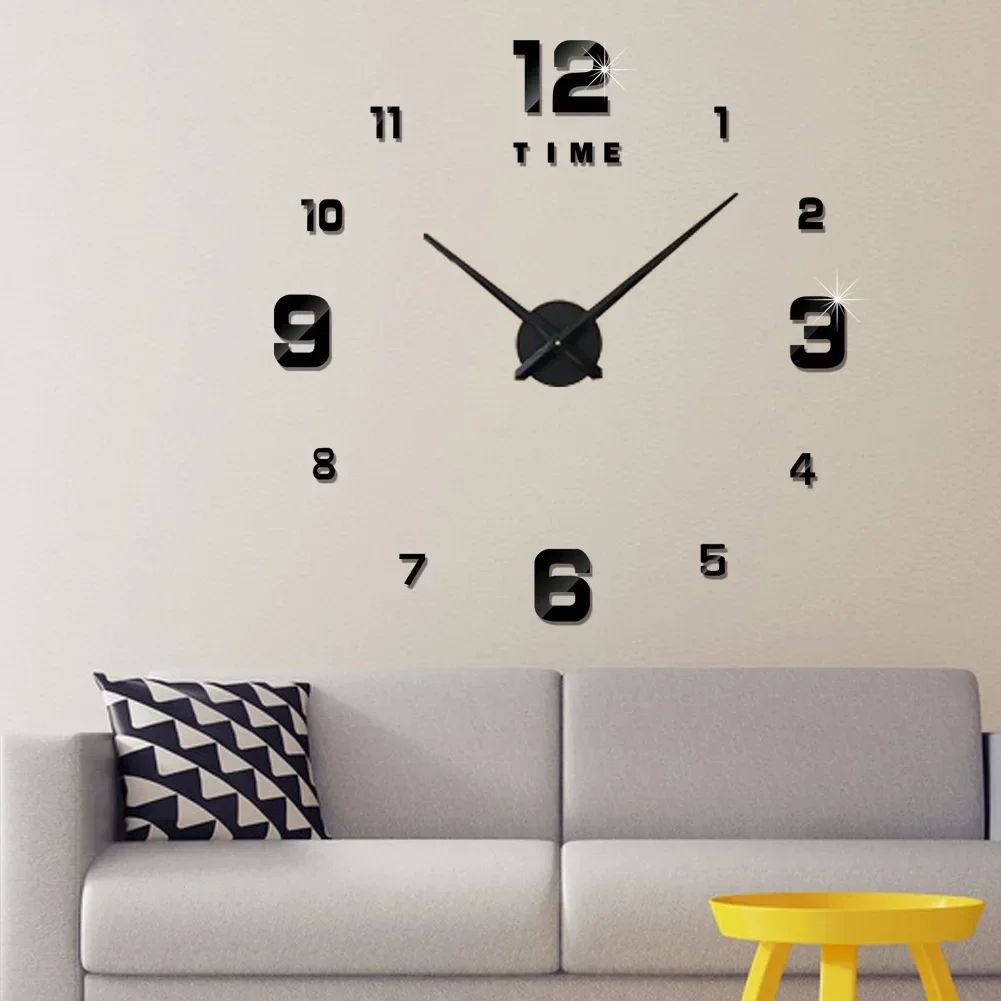 Wall Clock Frameless Digital Wall Clocks DIY Acrylic Wall Stickers Quartz Silent Clock for Home Office Wall Decor Horloge Murale