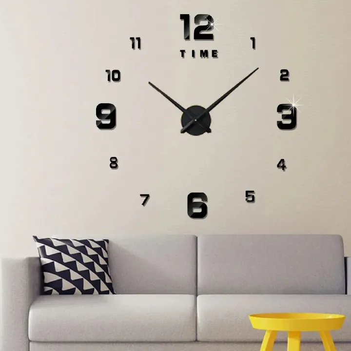 Wall Clock Frameless Digital Wall Clocks DIY Acrylic Wall Stickers Quartz Silent Clock for Home Office Wall Decor Horloge Murale