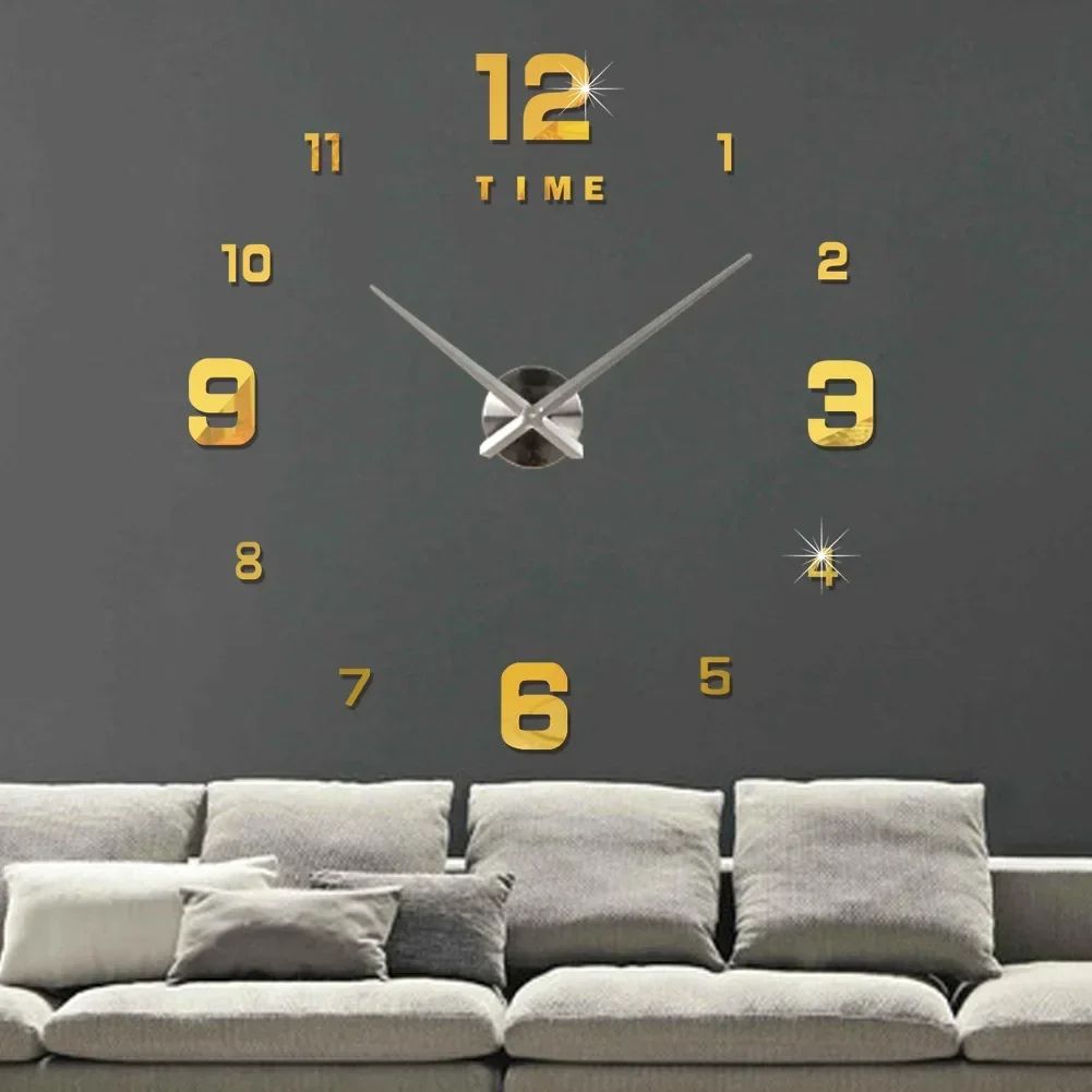 Wall Clock Frameless Digital Wall Clocks DIY Acrylic Wall Stickers Quartz Silent Clock for Home Office Wall Decor Horloge Murale