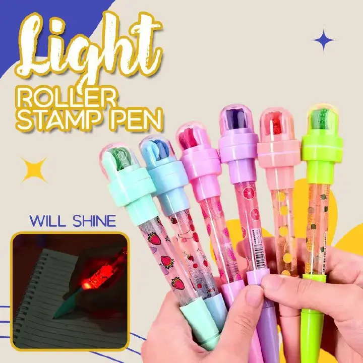 5 In 1 Children Cute Multifunctional Bubble Roller Funny Pen Seal Ballpoint Magic with Stationery Girl Light Pen Children's Q8L3