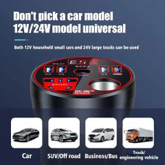 200W Multi-function Car Power Inverter 12V/24V To 220V Converter Led Display Charger Socket Fast Charging Car Accessories