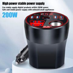 200W Multi-function Car Power Inverter 12V/24V To 220V Converter Led Display Charger Socket Fast Charging Car Accessories