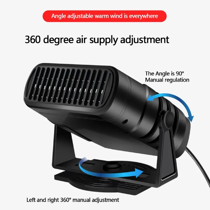 12V/24V Portable Car Heater Electric Cooling Heating Fan 4 IN 1 Electric Dryer Windshield Defogging Demister Defroster 120W