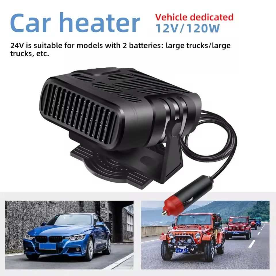 12V/24V Portable Car Heater Electric Cooling Heating Fan 4 IN 1 Electric Dryer Windshield Defogging Demister Defroster 120W