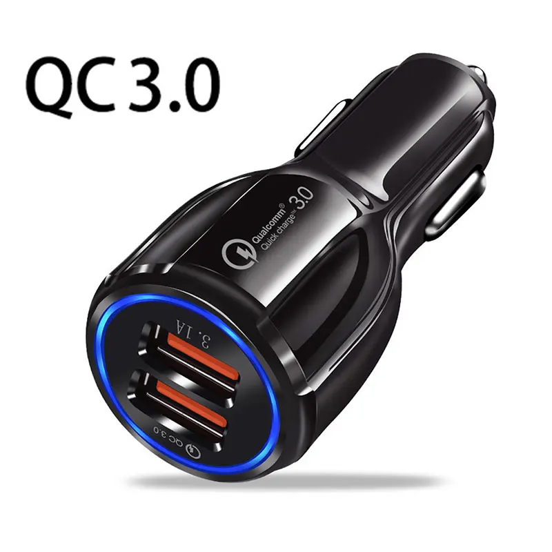 QC3.0+3.1A Car Chargers 2Ports Fast Charging 12-24V For Samsung Huawei iphone Dual USB Adapter Socket Splitter Cigarette Lighter