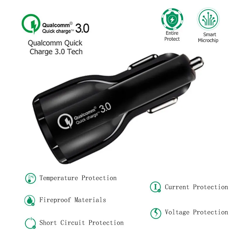 QC3.0+3.1A Car Chargers 2Ports Fast Charging 12-24V For Samsung Huawei iphone Dual USB Adapter Socket Splitter Cigarette Lighter