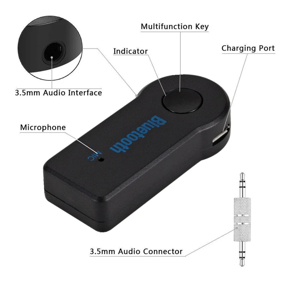 Bluetooth 5.0 Receiver Transmitter 2 in 1 Wireless Adapter 3.5mm Jack For Car Music Audio Aux A2dp Headphone Reciever Handsfree