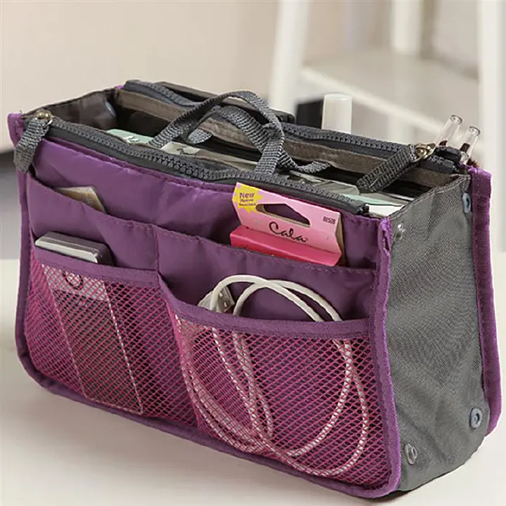 Thicken Large Capacity Cosmetic Storage Bag Nylon Travel Insert Organizer Handbag Purse Makeup Bag