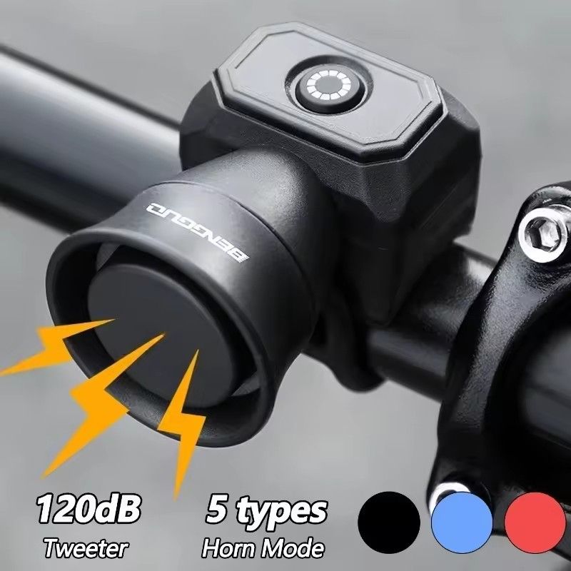 5 Mode Bike Electric Bell Horn Cycling USB Charging Motorcycle Ring Antitheft Waterproof Alarm Mountain Road Bicycle Accessories