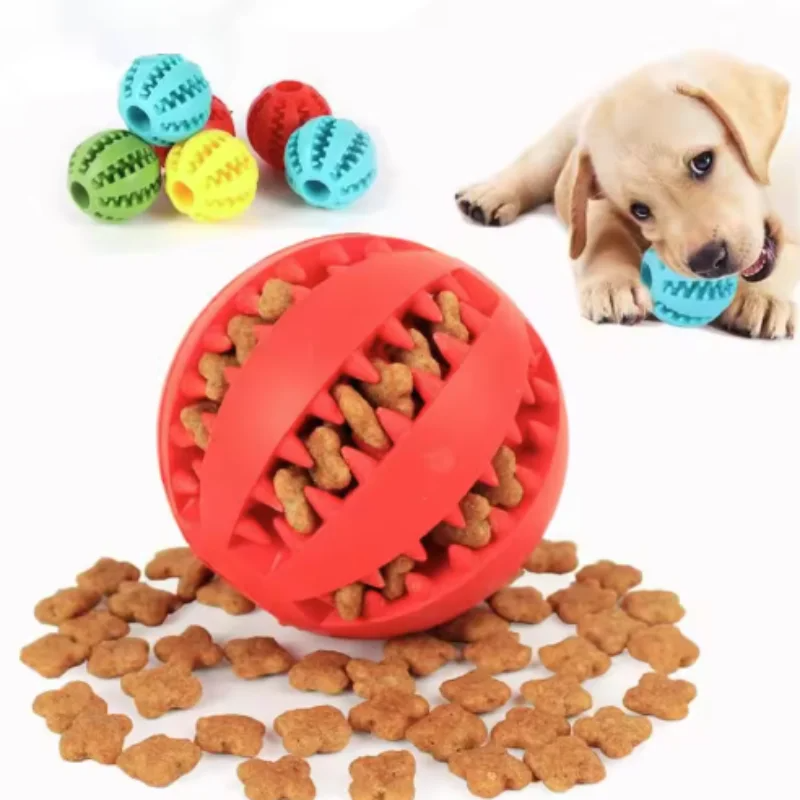 Dog Toy Ball Interactive Rubber Balls Puppy Chewing Toys Pet Tooth Cleaning Ball Cats Pets Food Treat Feeder Silicone Balls Toy