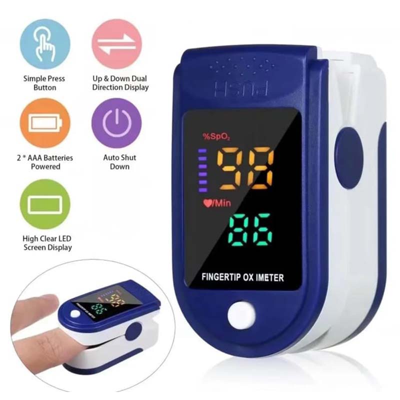 Portable Household Medical Device Blood Oxygen Machine LED LCD Display Fingertip Pulse Oximeter For Heart Rate Measure Medical Supplies Equipment Home Tests Health Tests Saturometro Moni