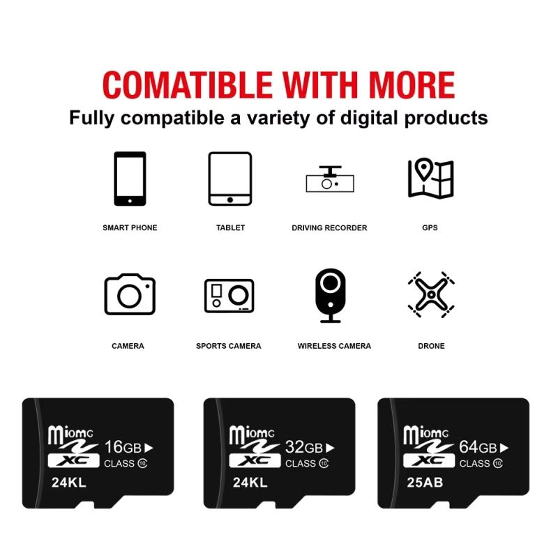 Memory Card 3.0 TF High Speed 16GB & 32GB Flash Micro SD Memory Card with Adapter for Mobile Device Storage Phone, Tablet, Drone & Full HD Video Recording