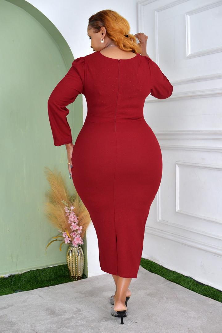 Elegant Full-Length Curve-Hugging Luxe Midi Dress with Pearl and Gem Embellished Bodice and Waistline – A Timeless Formal Statement for Weddings, Dinners, and Celebrations