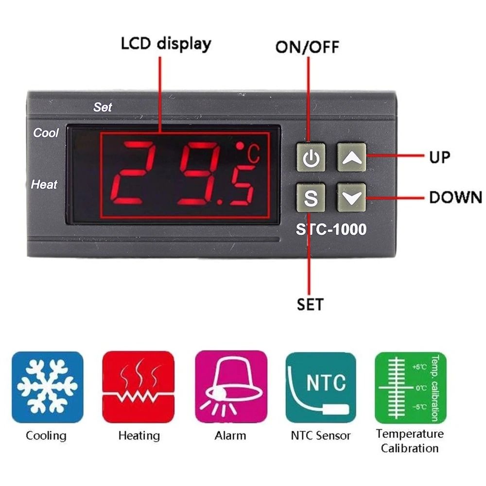 STC-1000 Digital Temperature Controller for Aquariums, Hatcheries, and Seafood Management