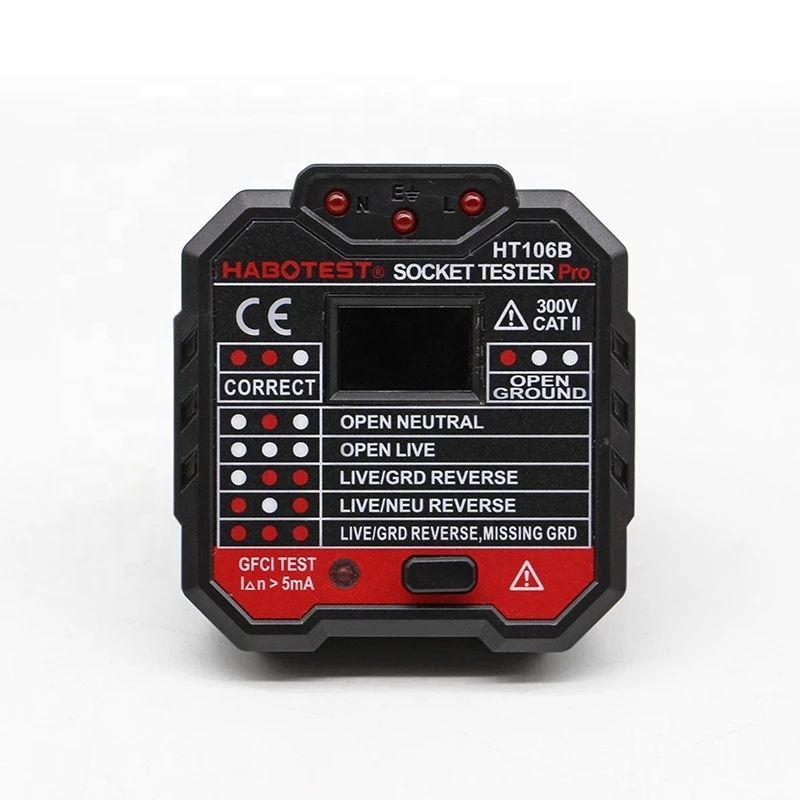HT106B HT106D HT106E Digital Display Socket Tester Plug Polarity Phase Check Detector Voltage test Multi-function Electroscope