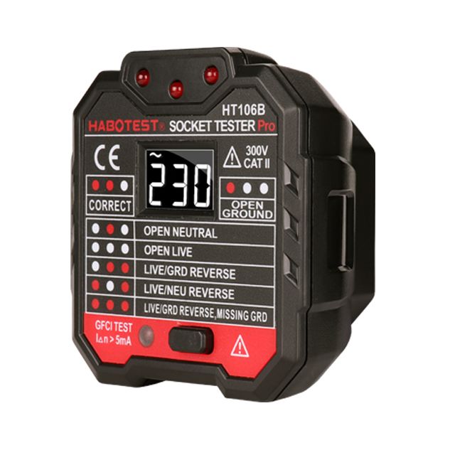 HT106B HT106D HT106E Digital Display Socket Tester Plug Polarity Phase Check Detector Voltage test Multi-function Electroscope