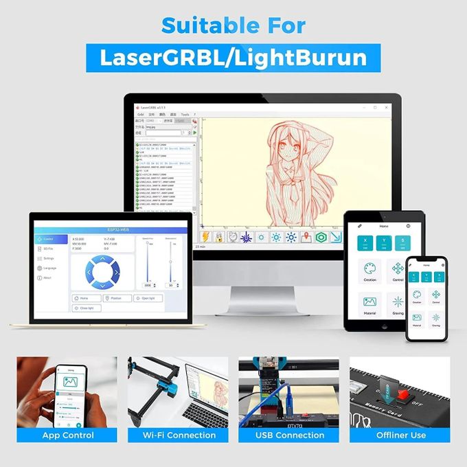 Twotrees TTS55 12V 4A DC Jewellery Laser Engraving Machine Dst/Dxf/Dst/Dxf for Paper Glass Wood Cutting