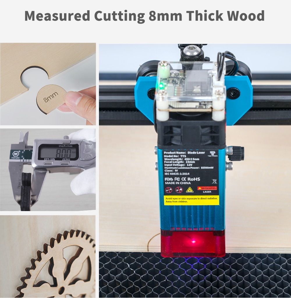 Twotrees TTS55 12V 4A DC Jewellery Laser Engraving Machine Dst/Dxf/Dst/Dxf for Paper Glass Wood Cutting