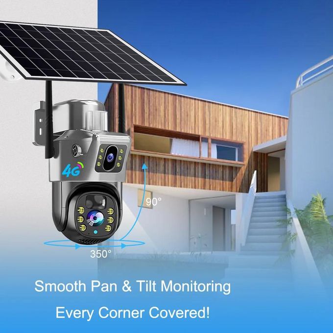 Dual Lens 4G or Wi-Fi Solar Camera 6MP Battery Powered Wireless Waterproof Network CCTV 4G or Wi-Fi Solar Camera