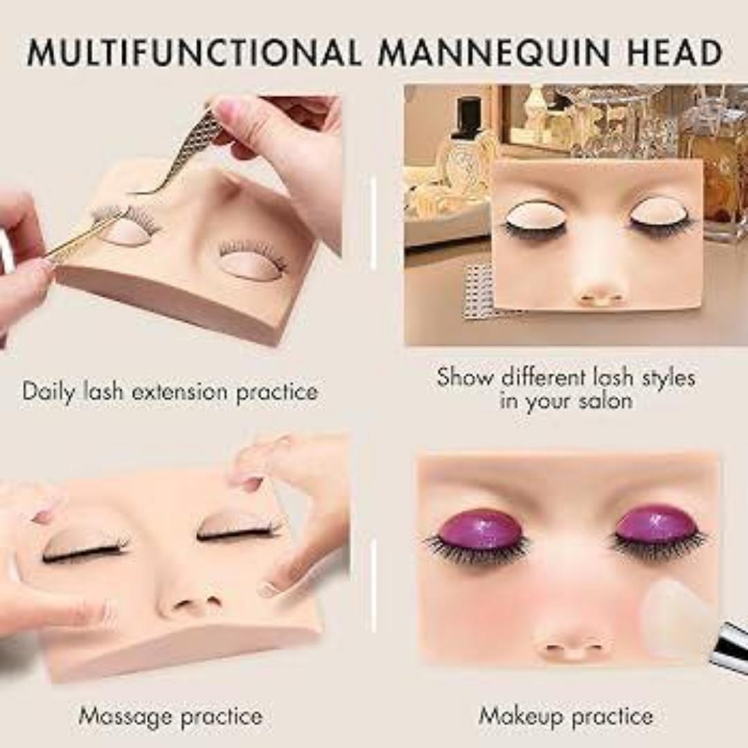 LASH KIT REALISTIC SKIN TEXTURE MAKE UP PRACTICE BOARD KIT FOR BEGINNERS FACE MANNEQUIN MAKEUP DOLL EYELASH MANNEQUIN MUA MAKEUP ARTISTS MAKE UP ACADEMY MAKE UP ACCESSORY COSMETIC PRACTICE