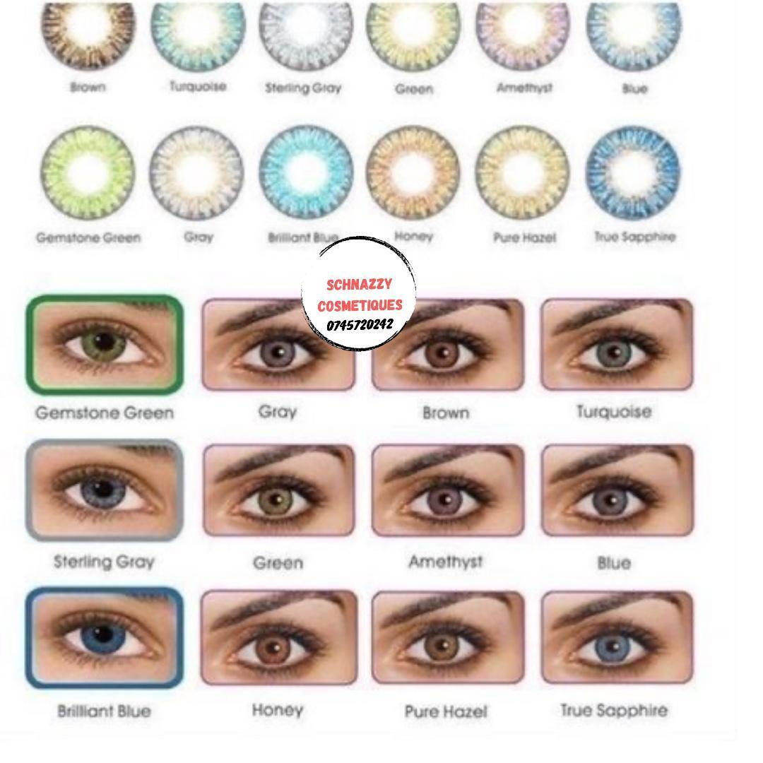 HONEY Beauty Colored Eye Contact Lenses 0.00 Power Degree LORD & BERRY with Storage Case and Applicators Set of 4 No Prescription Cosmetic Use