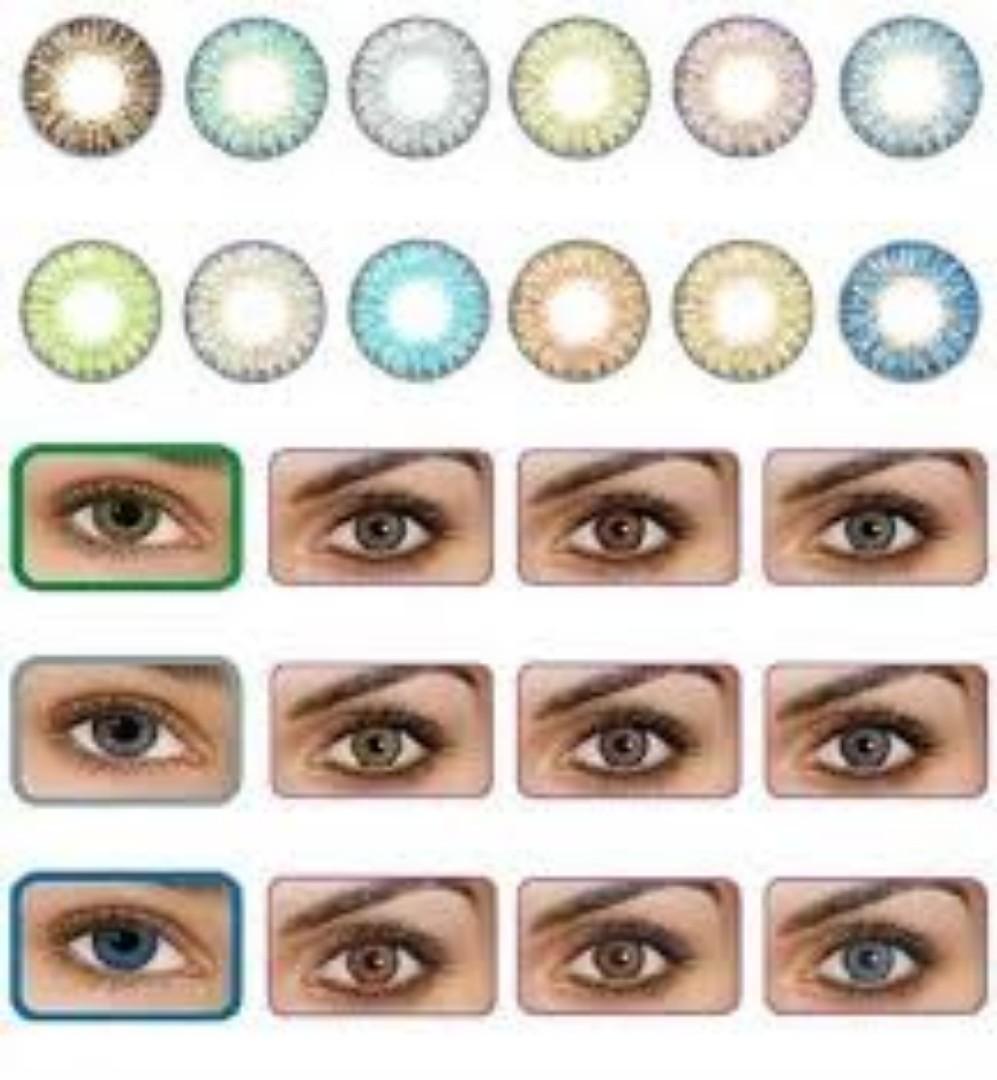Blue Beauty Colored Eye Contact Lenses 0.00 Power Degree LORD & BERRY with Storage Case and Applicators Set of 4 No Prescription Cosmetic Use